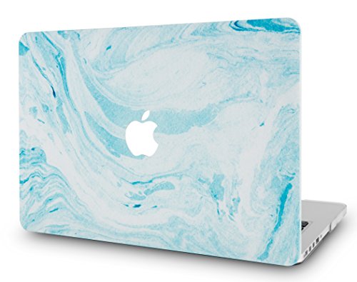 Product Cover LuvCase Laptop Case for MacBook Air 13 Inch (2020/19/18 Release) New Version A1932 with Retina Display (Touch ID) Rubberized Plastic Hard Shell Cover (Blue White Marble 1)
