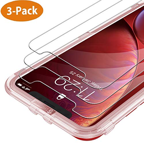 Product Cover Syncwire Screen Protector for iPhone 11, iPhone XR (3-Pack), Anti-Fingerprint Tempered Glass Screen Protector (9H Hardness, 6X Stronger, Installation Frame, Bubble Free) [Not Edge to Edge]