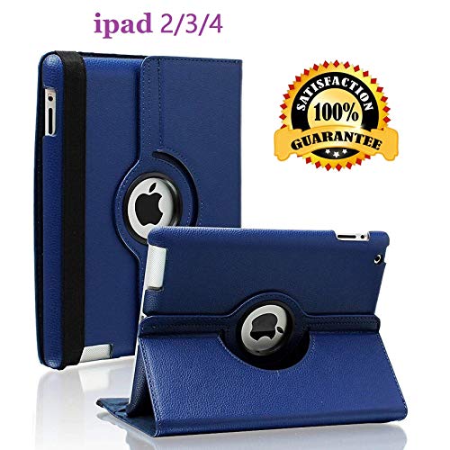 Product Cover iPad 2/3/4 Case - 360 Degree Rotating Stand Smart Case Protective Cover with Auto Wake Up/Sleep Feature for Apple iPad 4, iPad 3 & iPad 2 (Navy)