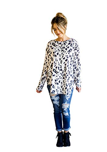 Product Cover Tickled Teal Women's Long Sleeve Leopard Knit Casual Loose Sweater Outerwear