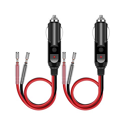 Product Cover YONHAN 2-Pack 12V Fused Replacement Cigarette Lighter Male Plug with Leads & LED Light & Extension Cable