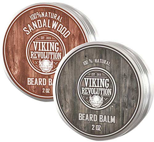 Product Cover Viking Revolution Beard Balm - All Natural Grooming Treatment with Argan Oil & Mango Butter - Strengthens & Softens Beards & Mustaches - Citrus & Sandalwood Leave in Conditioner Wax for Men - 2 Pack
