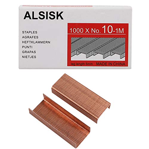 Product Cover Alsisk 1000PCS Rose Gold No.10 Mini Staples(Smaller Than Standard Staples)