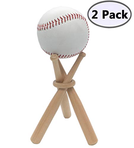 Product Cover FOLAI Wooden Baseball Display Stand，Baseball Display Holder Baseball Stand Display Holder 2 Pack