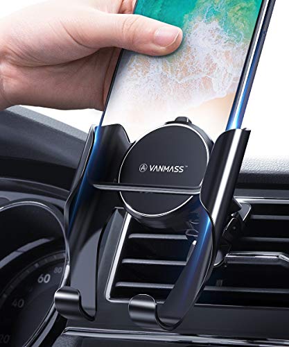 Product Cover VANMASS Upgrade Car Phone Mount, HandsFree Cell Phone Holder for Car with 2 Air Vent Clips, Universal Air Vent Car Phone Holder Compatible with iPhone 11 Xs Max XR X, Samsung S10 S9 S8(Silver Black)