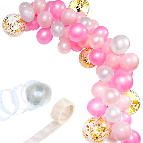 Product Cover Tatuo 112 Pieces Balloon Garland Kit Balloon Arch Garland for Wedding Birthday Party Decorations (White Pink Gold)