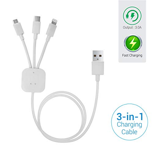 Product Cover Portronics POR-065 Konnect-Trio 3-in-1 Multi-Functional Cable (White)