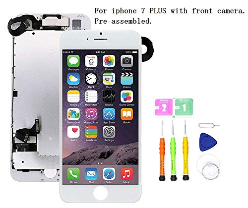 Product Cover Screen Replacement Compatible with iPhone 7 Plus Full Assembly - LCD 3D Touch Display Digitizer with Ear Speaker, Sensors and Front Camera, Fit Compatible with iPhone 7 Plus (White)