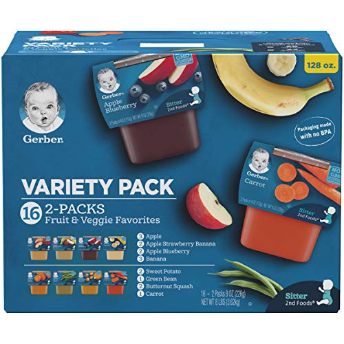 Product Cover Gerber Purees 2nd Foods Veggie & Fruit Variety Pack, 8 Ounces, Box of 16
