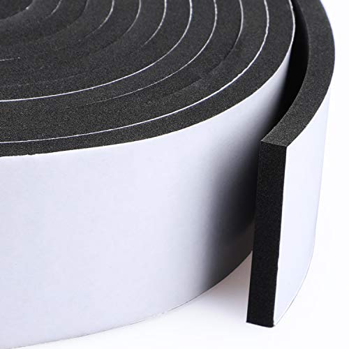 Product Cover Foam Rubber Seal Strip Tape 2 Inch Wide X 1/4 Inch Thick, Foam Adhesive Strips Closed Cell Foam Tape Automotive Weather Stripping, Total 13 Feet Long (2 Rolls of 6.5 Ft Long Each)