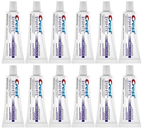 Product Cover Crest 3D White Brilliance Toothpaste, Vibrant Peppermint, Travel Size, 0.85 oz (24g) - Pack of 12