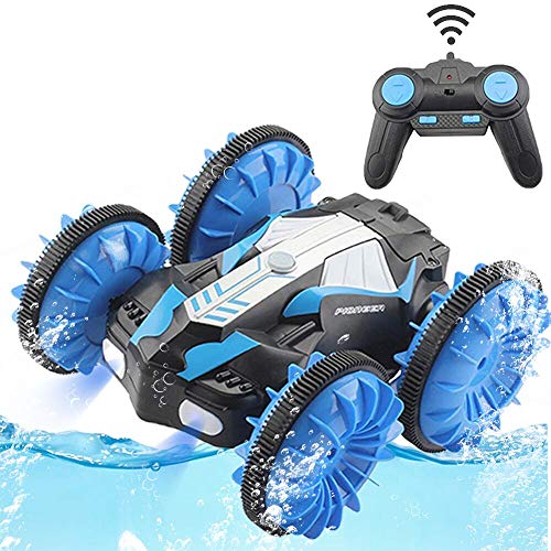 Product Cover Remote Control Car Boat Off Road Truck 4WD 6CH 2.4Ghz Land Water 2 in 1 RC Toy Car Multifunction Waterproof Stunt Radio Controlled Vehicle with Rotate 360 Electric Car Toy Blue