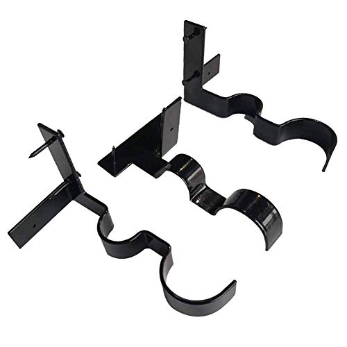 Product Cover WAQIA HOUSE 3 Pcs Double Center Support Curtain Rod Bracket Into Window Frame Curtain Rod Bracket Adjustable Curtain Rod Brackets Black