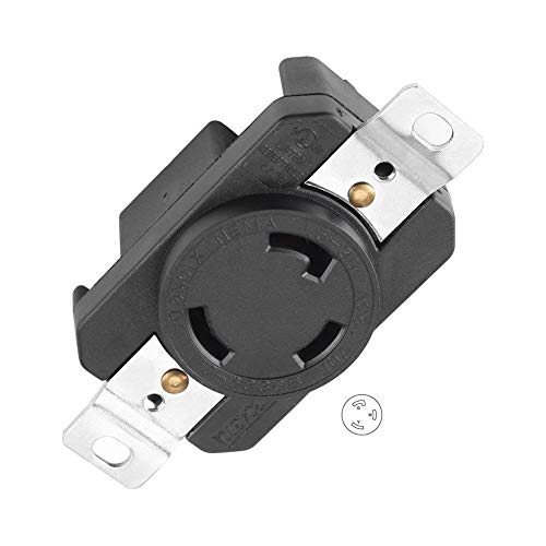 Product Cover 30 Amp Generator Receptacle Industrial Outlet NEMA L5-30R Receptacle Industrial Grade Grounding 125V Flush Mounting Locking Receptacle for Generator Industrial Workshop Factory