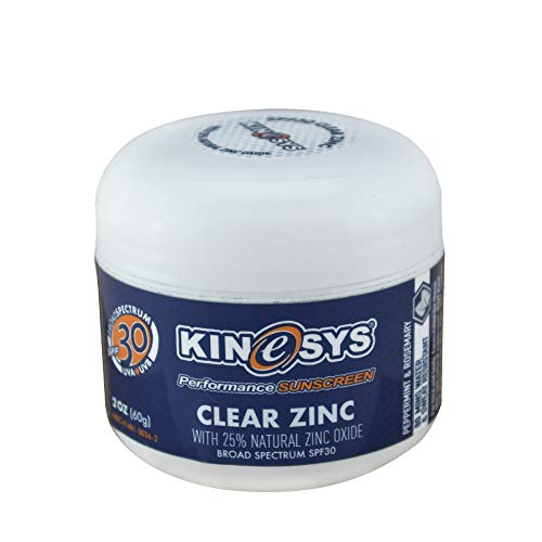 Product Cover KINeSYS SPF 30 Clear Zinc with 25% Natural Zinc Oxide, Reef Safe, Preservative-free, Natural Sunscreen with Peppermint/Rosemary Scent, Face & Body, Travel size, 2oz