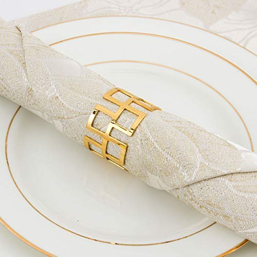 Product Cover ANPHSIN Set of 8 Napkin Rings Dinning Table Setting for Casual or Formal Occasions- Circle Gold