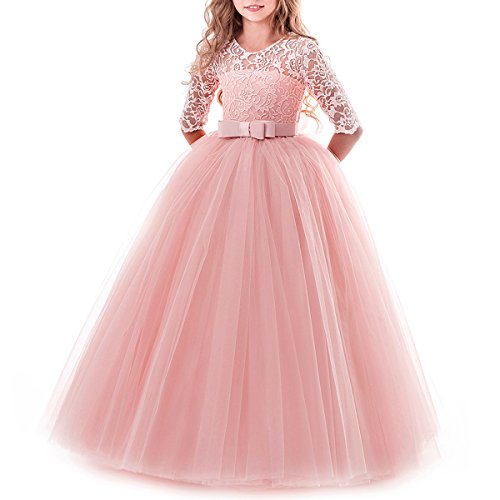 Product Cover Flower Girl Lace Dress for Kids Wedding Bridesmaid Pageant Party Prom Formal Ball Gown Princess Puffy Tulle Dresses