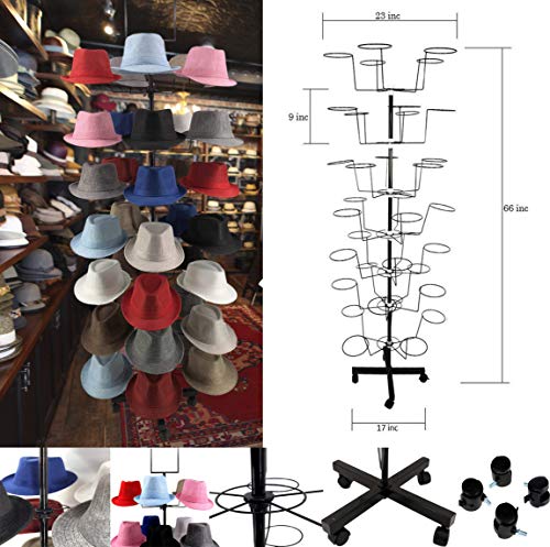 Product Cover Hat Display 7 Tier & 35 Hat Racks for Storefront, Cowboy Hats, and Baseball Hats Stand Rack by McWay (Hat Display)