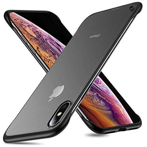 Product Cover MSVII Frameless iPhone Xs Case iPhone X Case,Slim Translucent Matte Hard PC Cover with TPU Bumper Case for iPhone X/Xs,5.8 Inch(Included Ring), Black