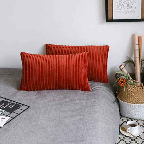 Product Cover UGASA Decor Pillow Covers Velvet Cushion Case for Lumbar, 1 Pieces, 12x20-inch (30x50cm), Burnt Brick