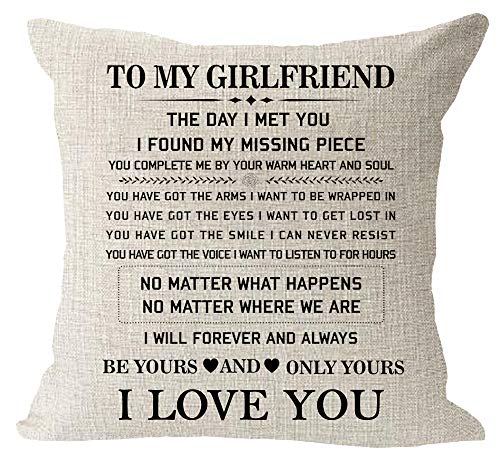 Product Cover Blessing to My Girlfriend Be Yours and Only Yours I Love You Valentine's Day Birthday Gift Cotton Linen Square Throw Waist Pillow Case Decorative Cushion Cover Pillowcase Sofa 18