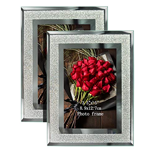 Product Cover Artsay Picture Photo Frames 3.5 x 5 Sparkle Glass Frame Set for Tabletop, 2 Pack