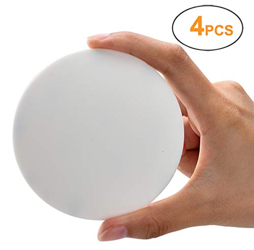 Product Cover Door Knob Wall Shield, White Round Soft Rubber Wall Protector Self Adhesive Door Handle Bumper (Large Round 3.54