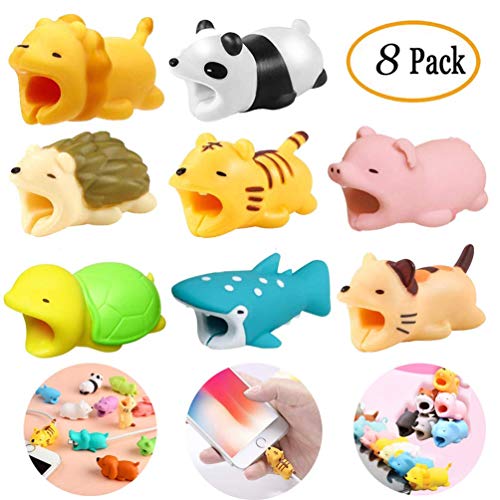Product Cover 8 Pieces Cable Animal Bites Cute Animal Cable Protector for iPhone Cable Charging Cord Saver, Cute Creature Bites Cables Charger Protector Accessory...
