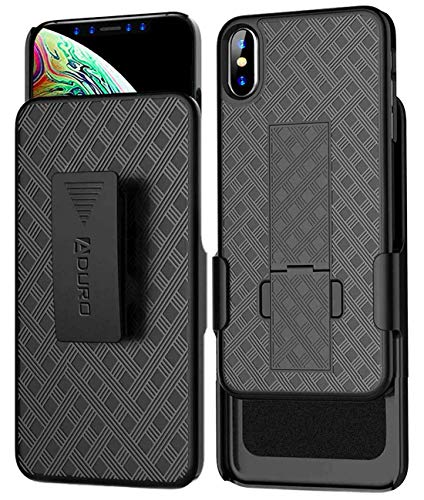 Product Cover Aduro iPhone XR Holster Case, Combo Shell & Holster Case - Super Slim Shell Case with Built-in Kickstand, Swivel Belt Clip Holster for Apple iPhone XR/iPhone 10R (2018/2019)