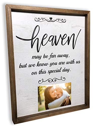 Product Cover Brookfield Products Heaven Wedding Sign to Honor Those no Longer with us with Personal Photos. Beautiful Decoration displays on a Bridal Table or Chair at Any Wedding Ceremony or Reception.