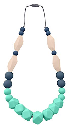Product Cover ReignDrop Teething Necklace for Mom, Baby Nursing, Silicone Teether for Teething Pain Relief in Babies Toddlers, Sensory Chew Necklace for Autism, ADHD, Special Needs Kids Adults (Mint,Grey,Ivory)