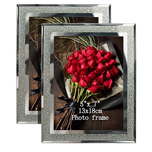 Product Cover Artsay 5x7 Picture Frames Sparkle Glass Photo Frame for Tabletop, Set of 2
