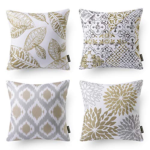 Product Cover Phantoscope Set of 4 New Living Series Decorative Double Side Throw Pillow Case Cushion Cover Coffee 18 x 18 inches 45cm x 45cm