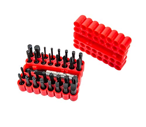 Product Cover ARES 70109-33-Piece Impact Driver Bit Set - Includes 32 1/4-inch S2 Steel Bits and Bit Holder - 30mm Bit Length - Impact and Torsion Ready Design - Phillips, Slotted, Torx, Square and Hex Bits