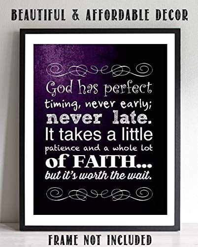 Product Cover God's Perfect Timing- Christian Wall Art- 8x10- Scripture Wall Art- Ready to Frame. Home Décor, Office Décor-Perfect Christian Gifts to Inspire, Encourage and Remind Us God Is ALWAYS There-Have Faith!