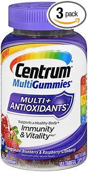 Product Cover Centrum MultiGummies Multi + Antioxidants Pomegranate-Blueberry & Raspberry-Cranberry - 90 ct, Pack of 3
