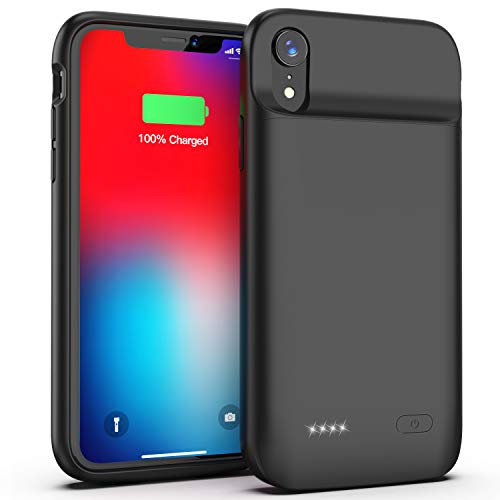 Product Cover Swaller Battery Case for iPhone XR, Slim Protective Charger Case for iPhone XR Extended Battery Case, 5000mAh Rechargeable Charging Case Compatible with iPhone XR (Black)