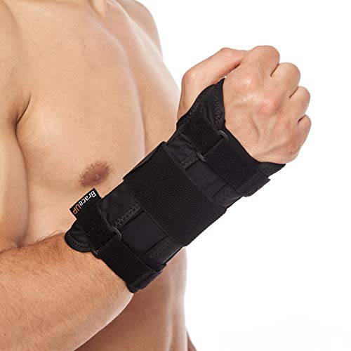 Product Cover BraceUP Deluxe Wrist Stabilizer Support Brace with Aluminum Splint for Carpal Tunnel Arthritis (L/XL, Right Hand)