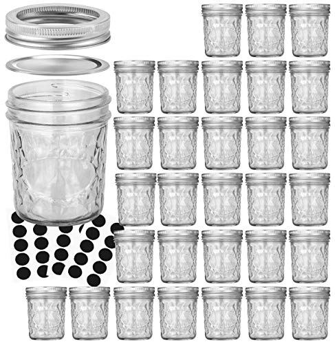 Product Cover Mason Jars 6 OZ, VERONES 30 PACK 6oz Mason jars Canning Jars Jelly Jars With Lids, Ideal for Jam, Honey, Wedding Favors, Shower Favors, Baby Foods