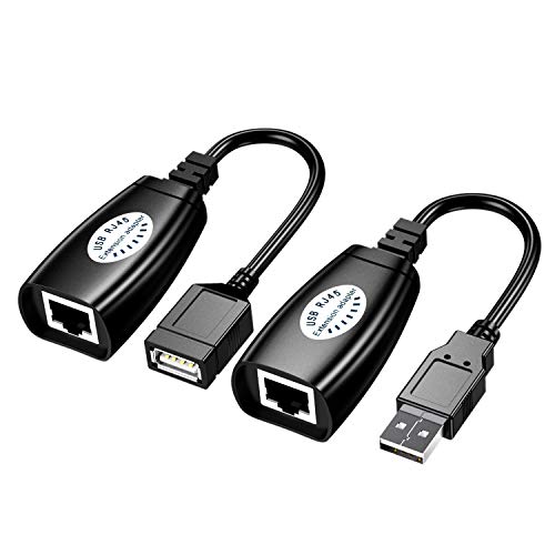 Product Cover USB Over RJ45，Adaptermvp RJ45 Cat Cable Extension Cable USB 2.0 Extender Over RJ45 Cat5 Cat 5e Cat6 Cable Extension Cable Connector Adapter Kit