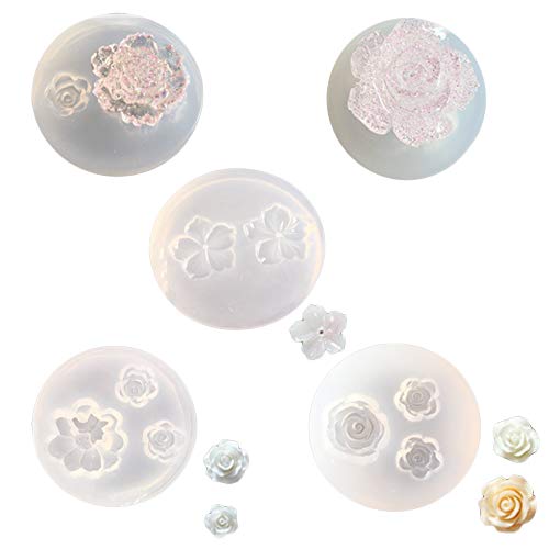 Product Cover Mulukaya 5Pcs Mini Flower Resin Silicone Molds Jewelry Making Tools Casting Molds for DIY Craft Keychain Necklace Earrings Project