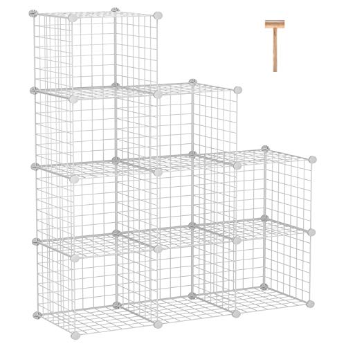 Product Cover C&AHOME Metal Wire Cube Storage, 9-Cube Storage Organizer, Stackable Storage Bins, Modular Bookcase, DIY Closet Cabinet Ideal for Living Room Bedroom, Home, Office 36.6