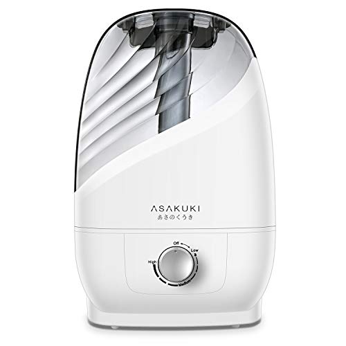 Product Cover ASAKUKI Ultrasonic Cool Mist Humidifier, 6L Premium Quiet Air Humidifier for Home, Bedrooms, Office or Babies Nursery, Visible Water Tank, Quiet Operation, Lasts Up to 20-72 Hours (Pearl White)