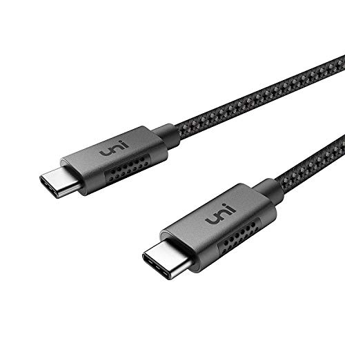 Product Cover USB C to USB C Cable 10ft 100W, uni Long USB Type-C 5A Fast Charging Nylon Braided Cord Compatible with MacBook Pro 2019/2018/2017, iPad Pro 2019/2018, Samsung Galaxy Note 9 S10 S9, and More, Grey