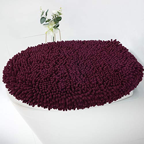 Product Cover MAYSHINE Seat Cloud Bath Washable Shaggy Microfiber Standard Toilet Lid Covers for Bathroom -Burgundy