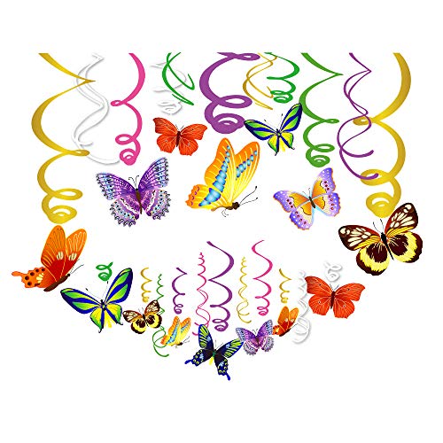 Product Cover CC HOME Spring Butterfly Decoration,Butterfly Spring Hanging Swirl Decorations for Home,Classroom ,Girl,Boys Baby Shower,Birthday Party ,Birthday Party,Mardi Gras ,Garden Themed Party ,Tea Party Decorations ,Butterfly Decoration Supplies 30