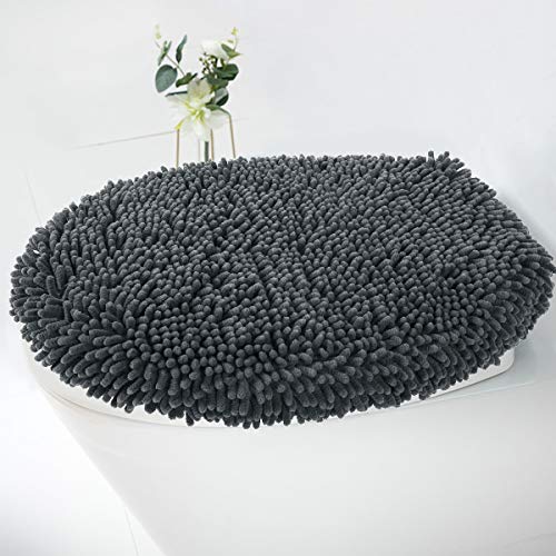 Product Cover MAYSHINE Seat Cloud Bath Washable Shaggy Microfiber Standard Toilet Lid Covers for Bathroom -Dark Gray