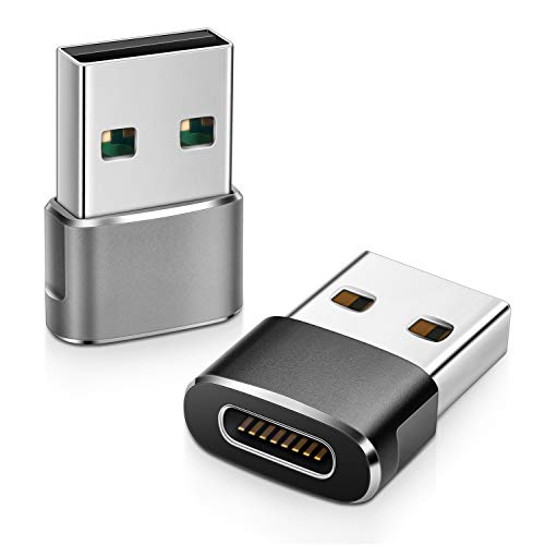 Product Cover Elebase USB C Female to USB Male Adapter (2 Pack) (Upgraded Version),Type C to USB A Connector,Works with Laptops,Chargers,and More Devices with Standard USB A Interface (Black&Grey)