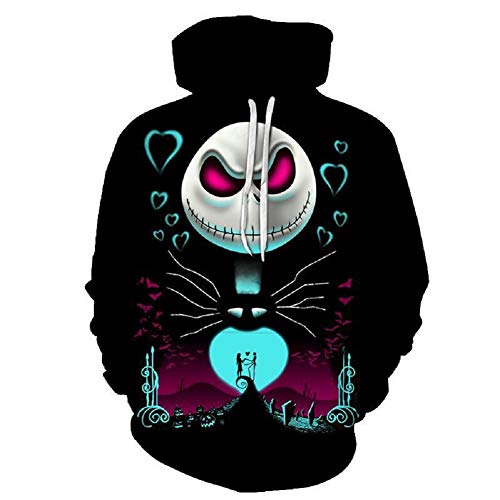 Product Cover The Nightmare Before Christmas Jack & Sally Skellington Face Pullover 3D Hoodie 2XL