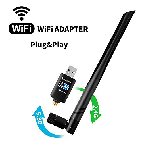 Product Cover WiFi Adapter 600mbps，Techkey Wireless USB Adapter Dual Band 2.4GHz/5.8GHz LAN Card 802.11ac Network Card for Desktop Laptop PC Support Windows 10/8.1/8 / 7 / XP/Vista/Mac OS 10.6-10.14 Mojave